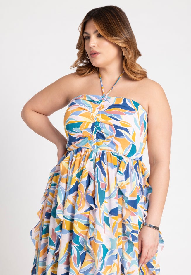 Halter Neck Ruffle Maxi Dress image number 2