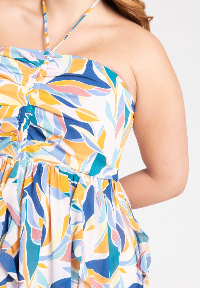 Halter Neck Ruffle Maxi Dress image number 3