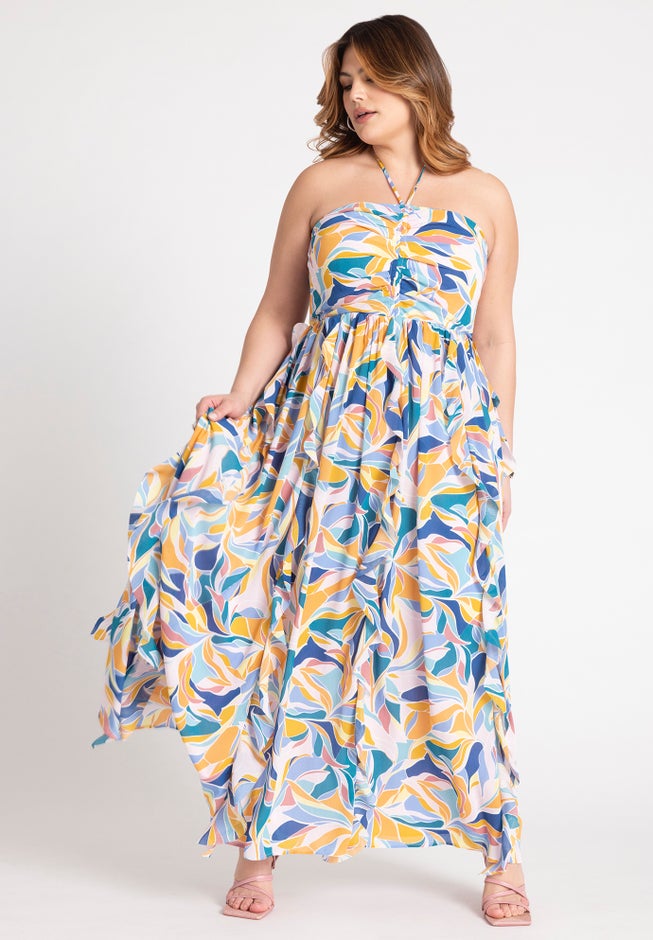 Halter Neck Ruffle Maxi Dress image number 0