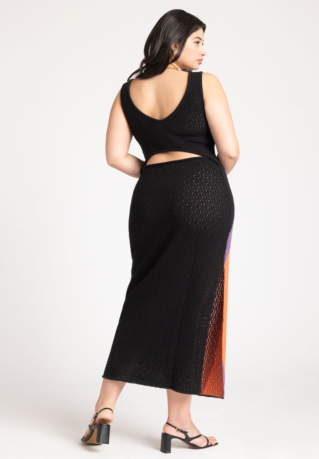 Crochet Knit Sleeveless Cover Up Midi Dress image number 1