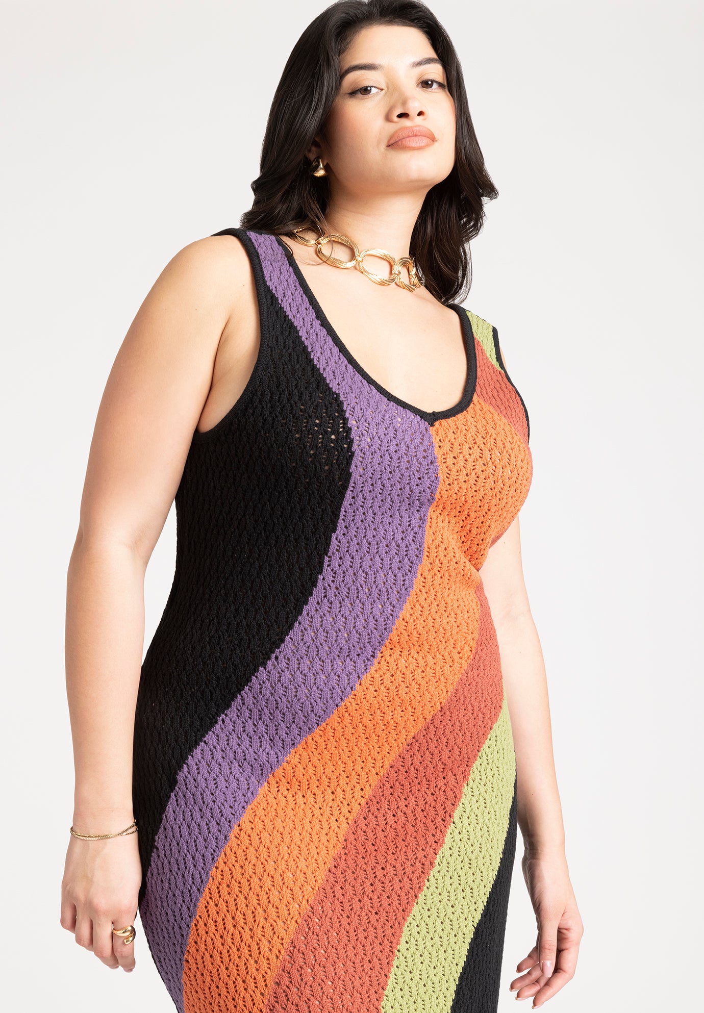 Crochet Knit Sleeveless Cover Up Midi Dress image number 2