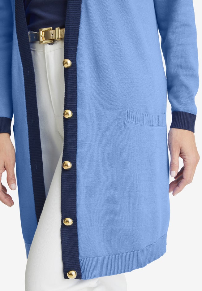 Tipped Button Front Cardigan image number 3