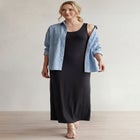 Cotton Spandex Scoop Neck Sleeveless A-Line Maxi Dress image number 0