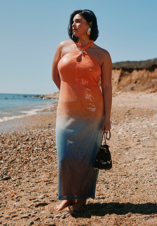 Ombre Star Sequin Dress image number null