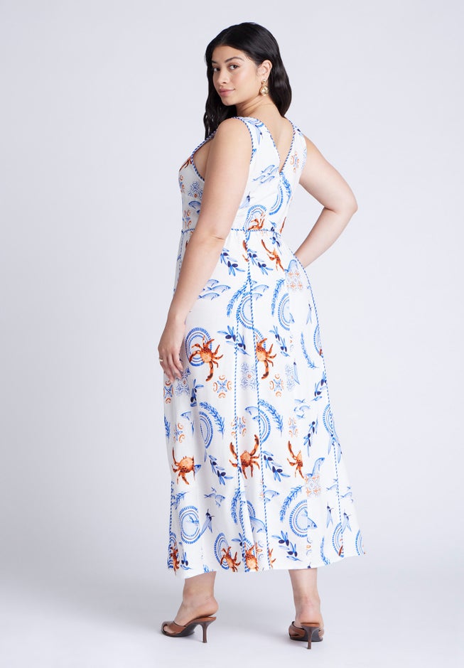 Roping Detail Printed Maxi Dress image number null