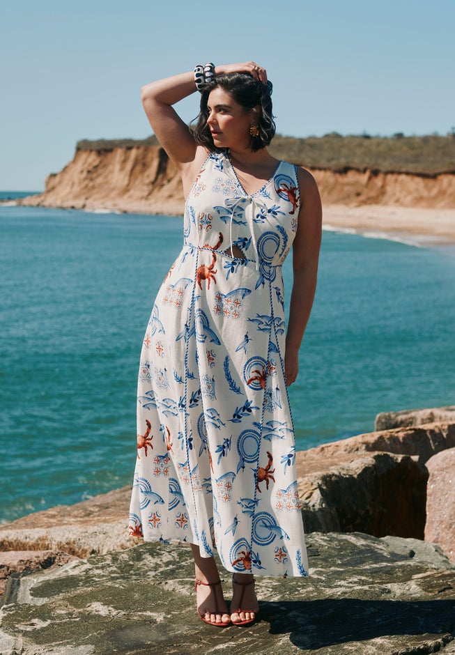 Roping Detail Printed Maxi Dress image number null