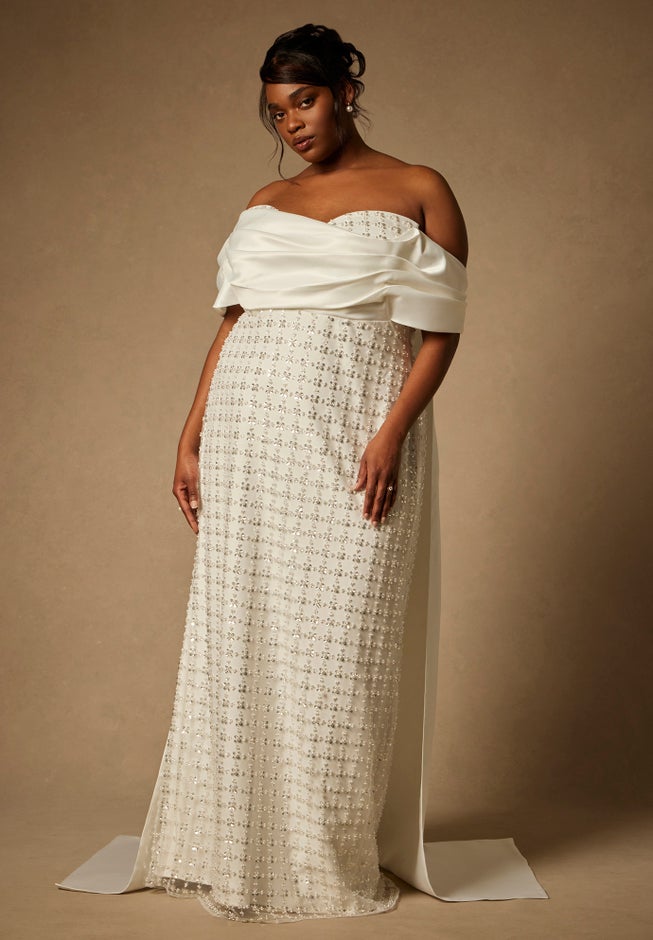 Bridal by ELOQUII Embellished Column Gown With Train image number null