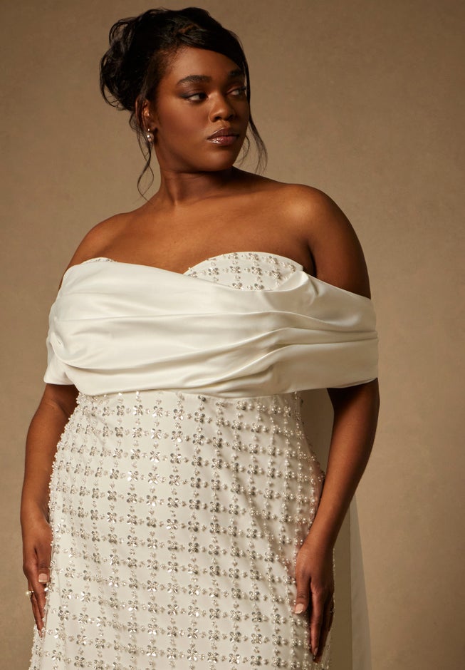 Bridal by ELOQUII Embellished Column Gown With Train image number null