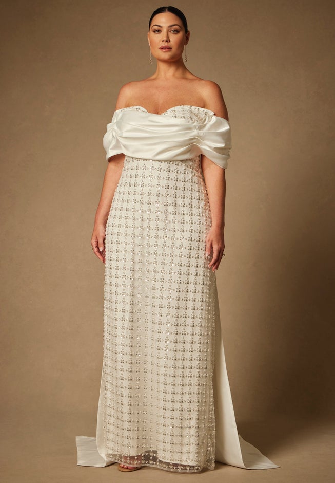 Bridal by ELOQUII Embellished Column Gown With Train image number null