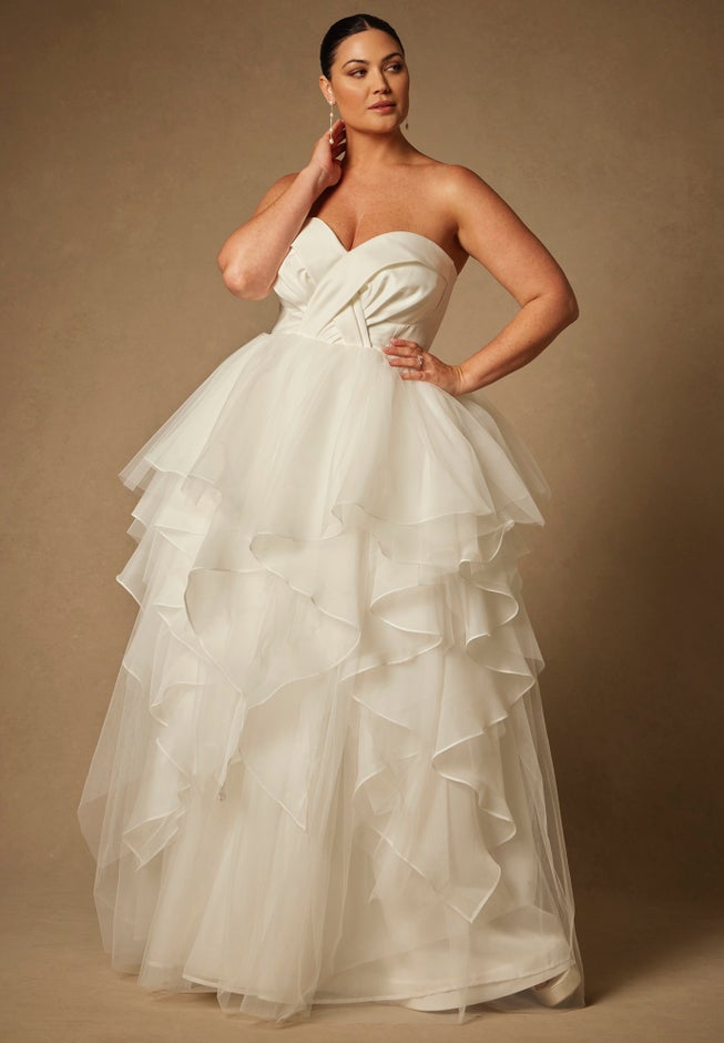 Bridal by ELOQUII Strapless Princess Gown With Full Pleated Skirt image number 0