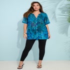 Plus Size Angelina Crinkle Crepe Y-Neck Short Sleeve Tunic image number null