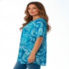 Plus Size Angelina Crinkle Crepe Y-Neck Short Sleeve Tunic image number null