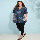 Plus Size Angelina Crinkle Crepe Y-Neck Short Sleeve Tunic image number null