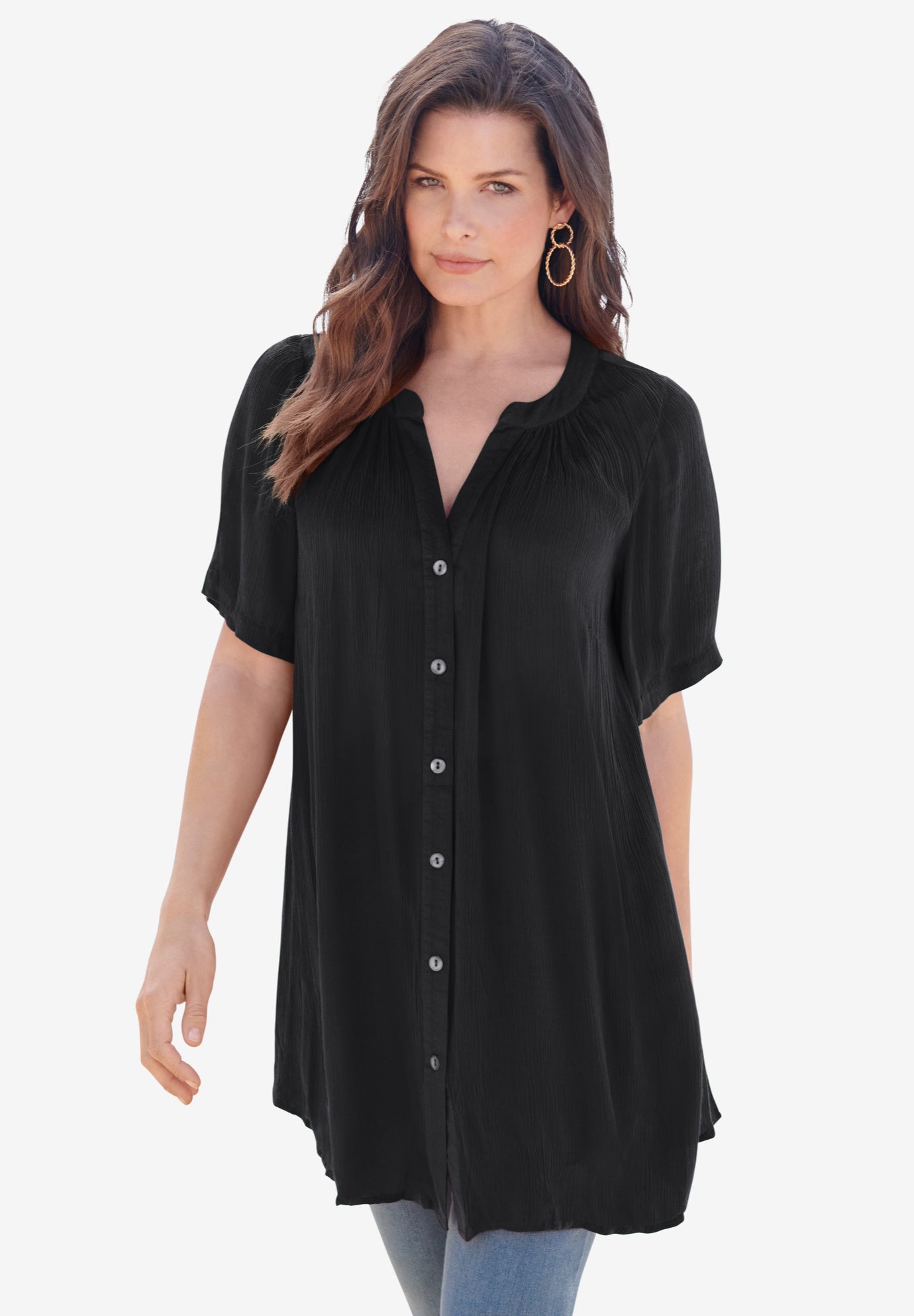 Plus Size Angelina Tunic Top – Short Sleeve, Flowy Fit, Everyday Comfort image number 0