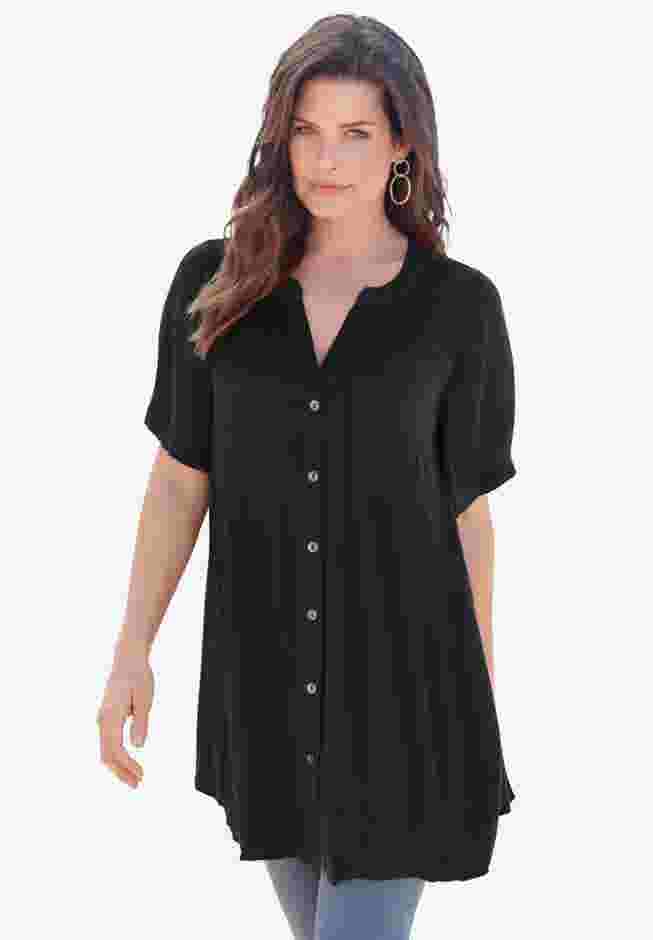 Plus Size Angelina Tunic Top – Short Sleeve, Flowy Fit, Everyday Comfort image number 0