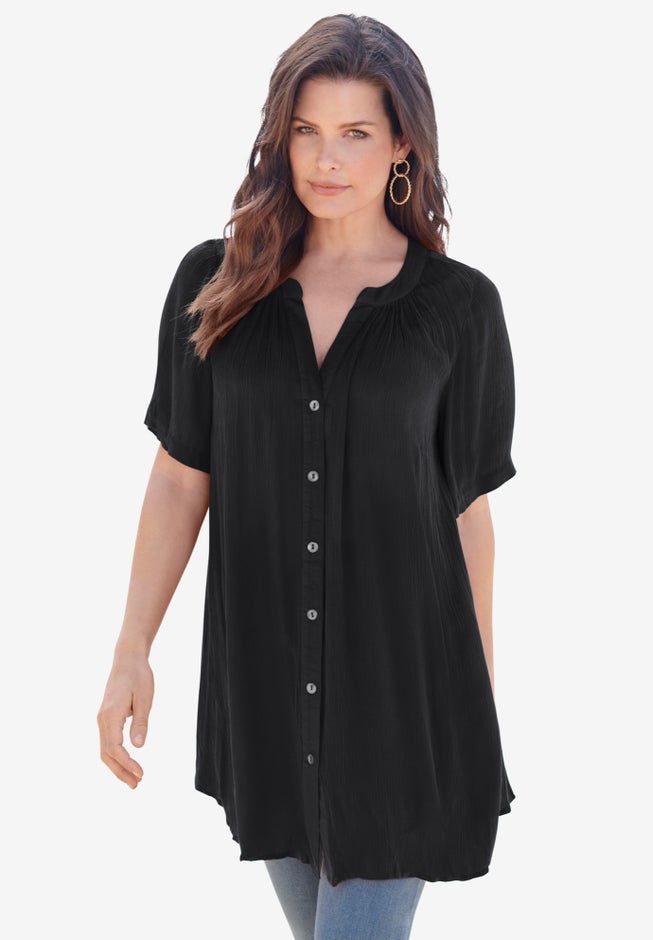 Plus Size Angelina Tunic Top – Short Sleeve, Flowy Fit, Everyday Comfort image number 0