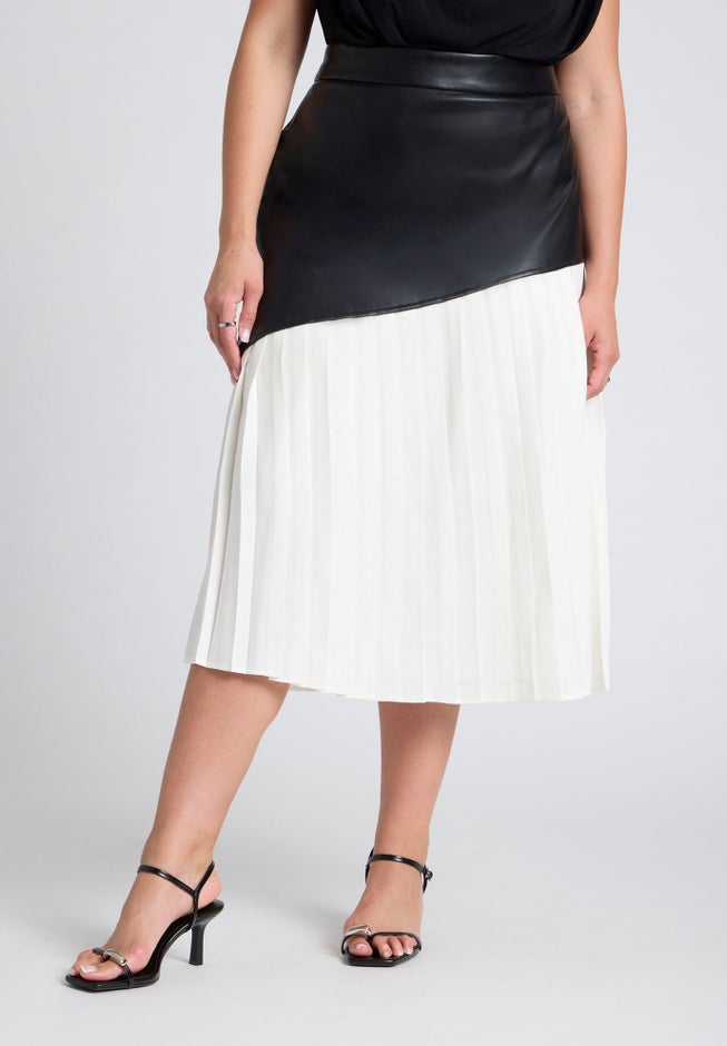 Mixed Media Pleated Skirt image number 1