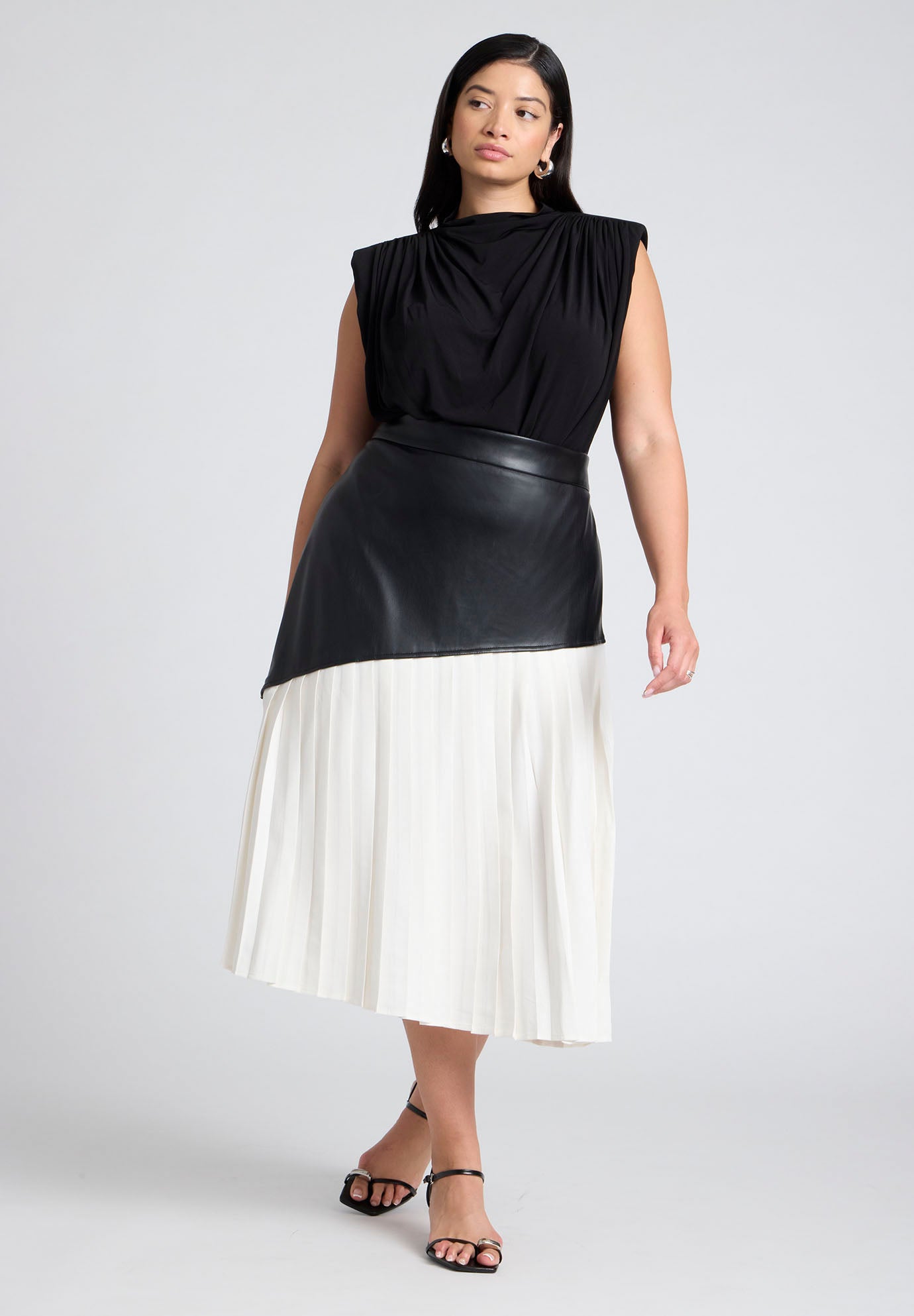 Mixed Media Pleated Skirt image number 0
