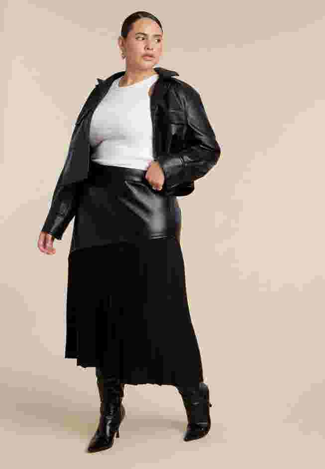 Mixed Media Pleated Skirt image number 0