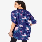 Plus Size Pintuck Tunic Blouse &ndash; Y-Neck & Roll-Tab Sleeves image number null