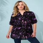 Plus Size Pintuck Tunic Blouse &ndash; Y-Neck & Roll-Tab Sleeves image number 0