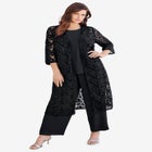 Plus Size 3-Piece Allover Lace Duster Pant Set &ndash; Formal Wear image number null