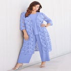 Plus Size 3-Piece Allover Lace Duster Pant Set &ndash; Formal Wear image number null