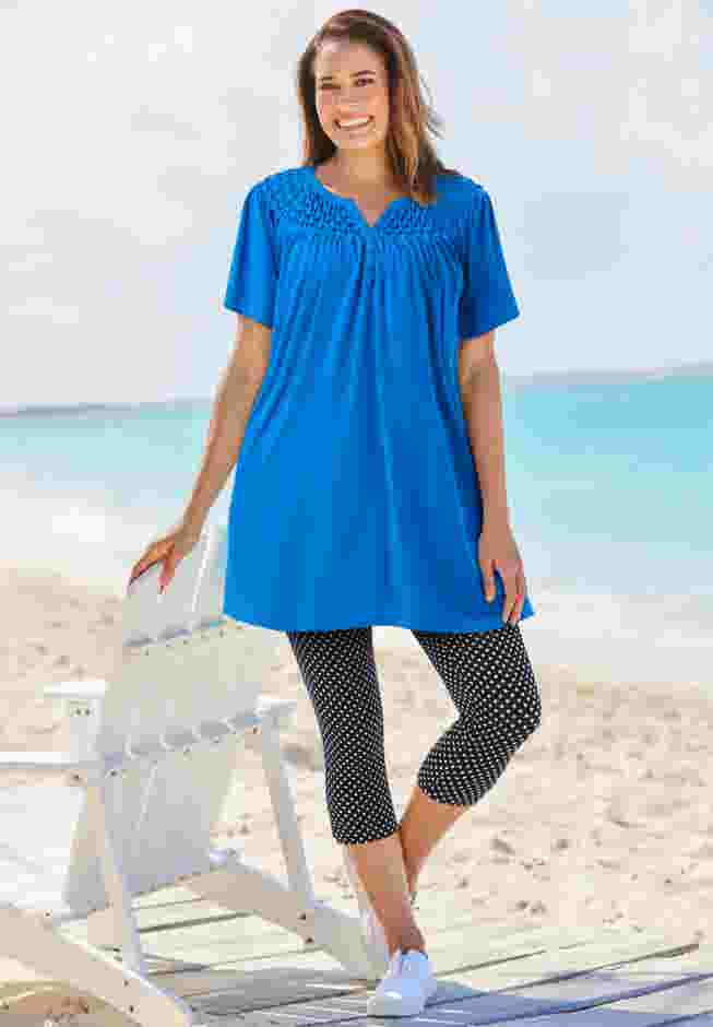 Smocked Split Neck Tunic image number 5