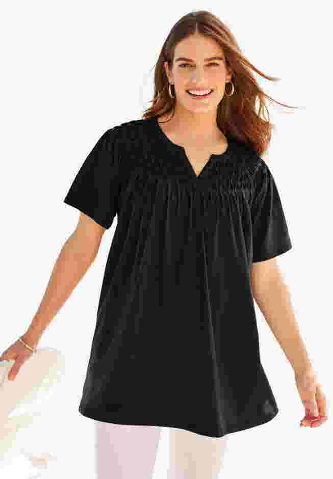 Smocked Split Neck Tunic image number 3