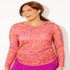 Side-Tie Swim Tee Rash Guard with Built-In Bra image number null