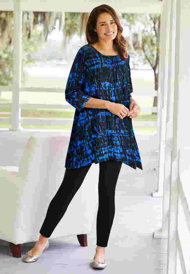 Tie-Dye Smocked Square-Neck Tunic image number 4