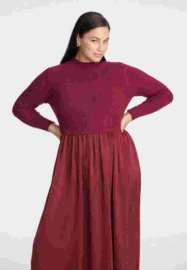 Mockneck Twofer Midi Dress image number 3