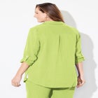 AnyWear Pucker Cotton Buttonfront Roll Tab Shirt image number null