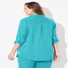 AnyWear Pucker Cotton Buttonfront Roll Tab Shirt image number null