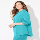 AnyWear Pucker Cotton Buttonfront Roll Tab Shirt image number null