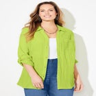 AnyWear Pucker Cotton Buttonfront Roll Tab Shirt image number null