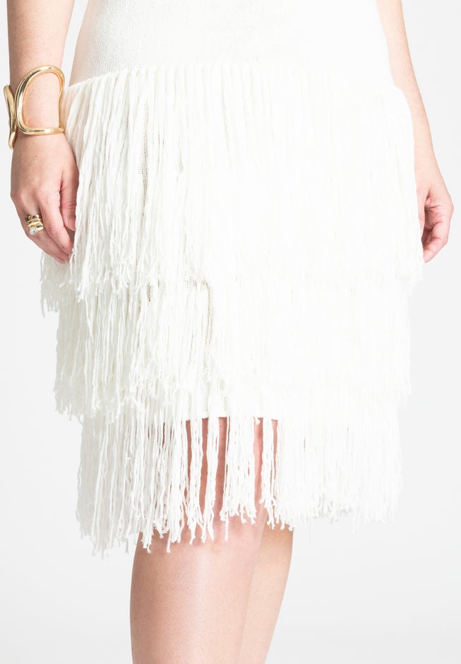 Fringe Sweater Mini Dress image number null