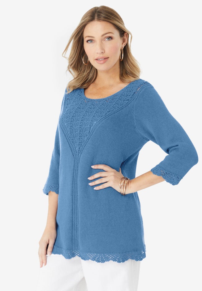 Lace Knit Pullover Sweater image number 2