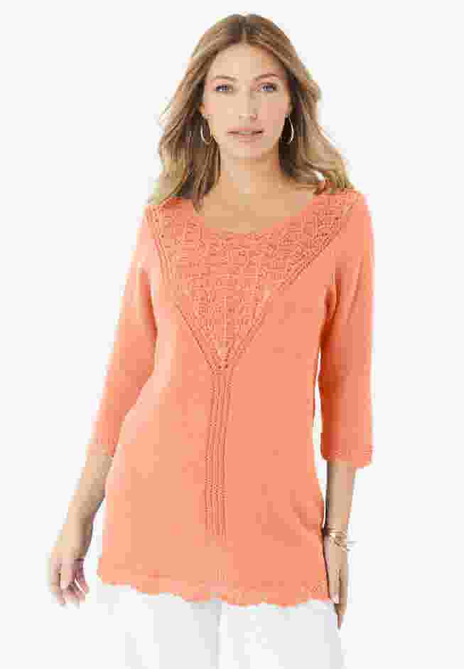 Lace Knit Pullover Sweater image number 0