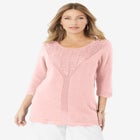 Lace Knit Pullover Sweater image number null