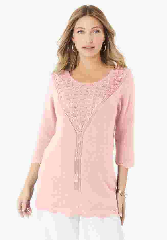 Lace Knit Pullover Sweater image number 0