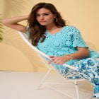 Plus Size Medallion Pattern French Crochet Sweater Top image number 2