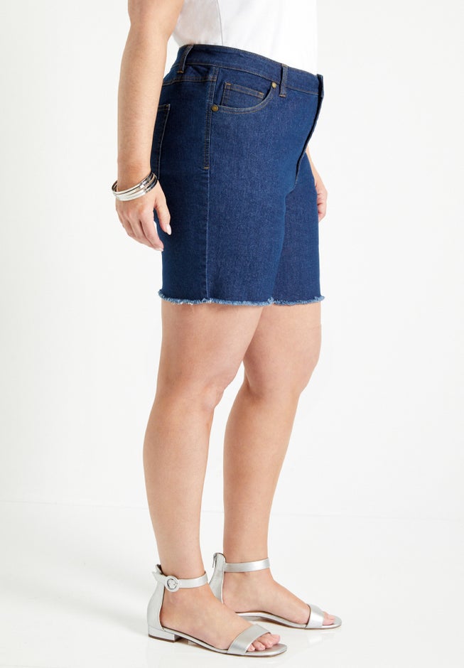 Raw Hem Curvie Fit Denim Shorts image number 2
