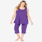 2-Piece Terry Tank and Capri Sleep Set image number null