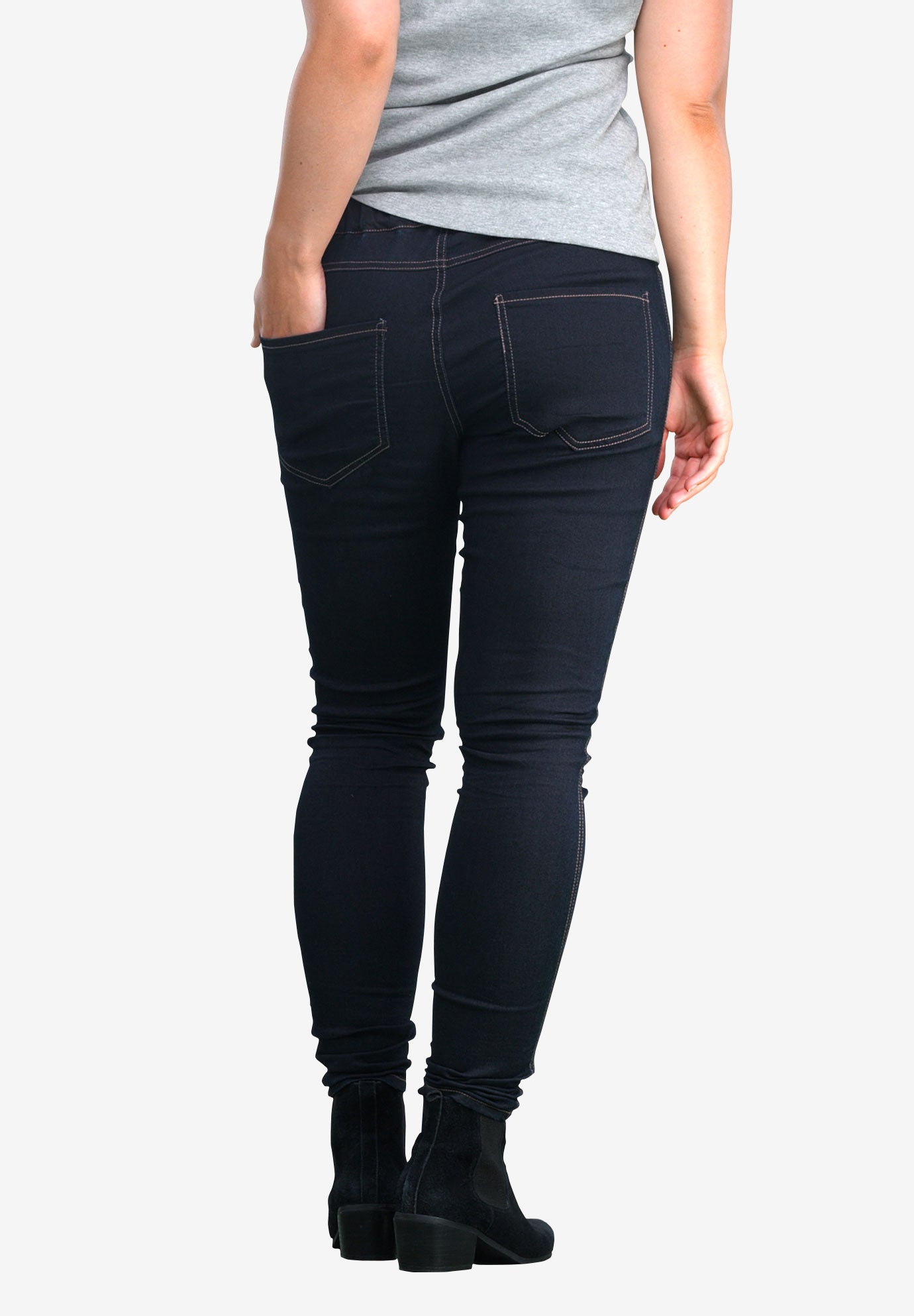 Stretch Denim Mid-rise Pull-on 4 Pocket Jeggings image number 1