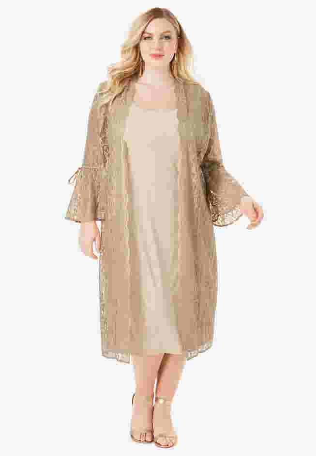 Lace Duster Jacket Dress Set image number 0