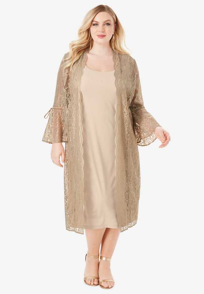 Lace Duster Jacket Dress Set image number 0