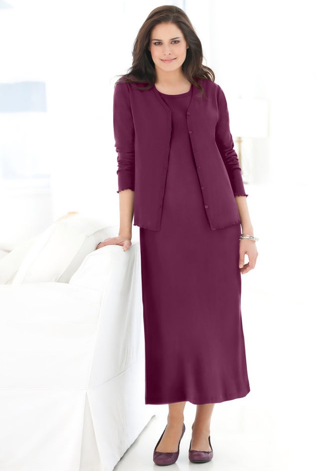 Lettuce Trim Knit Jacket Dress image number 5