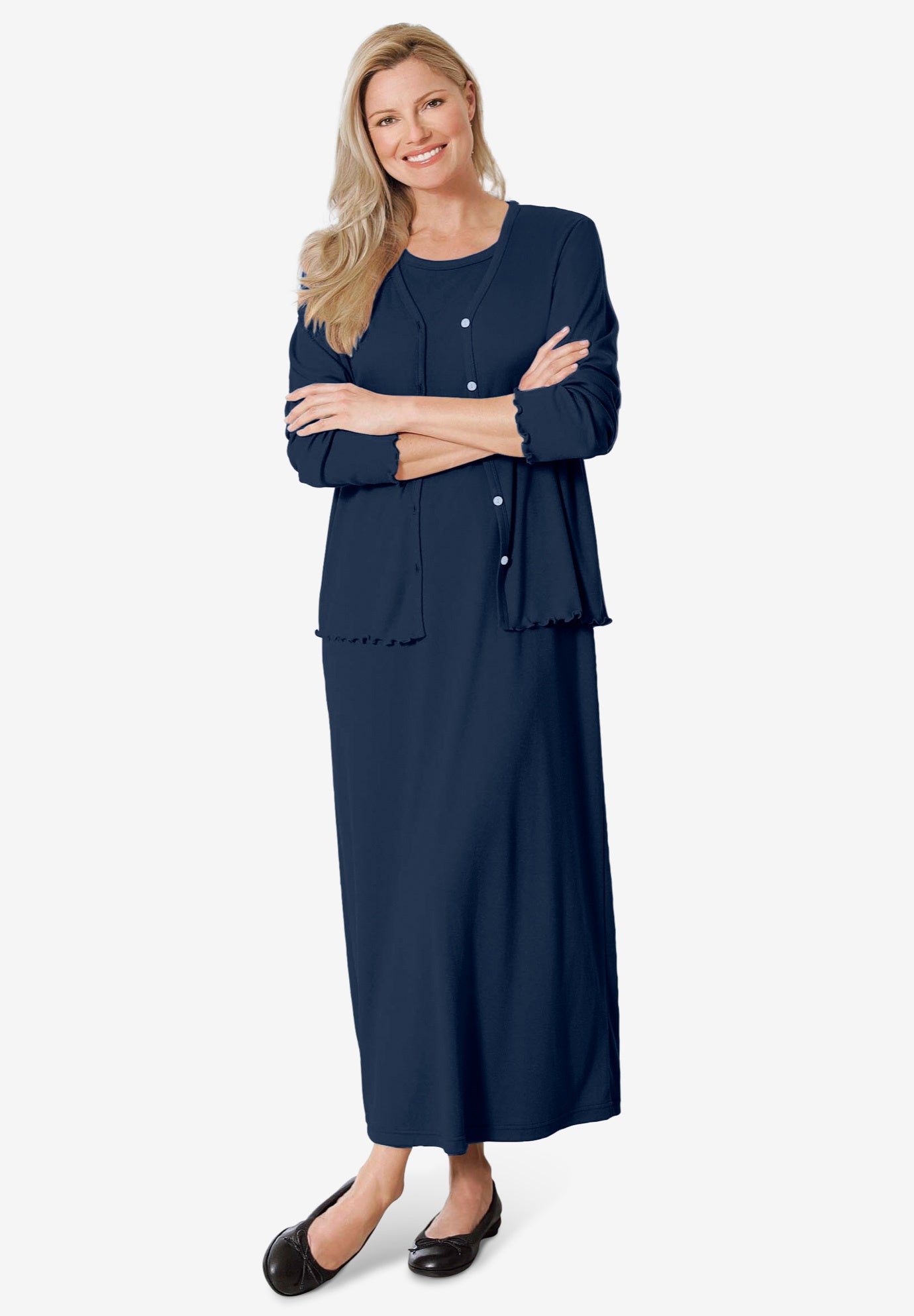 Lettuce Trim Knit Jacket Dress image number 0