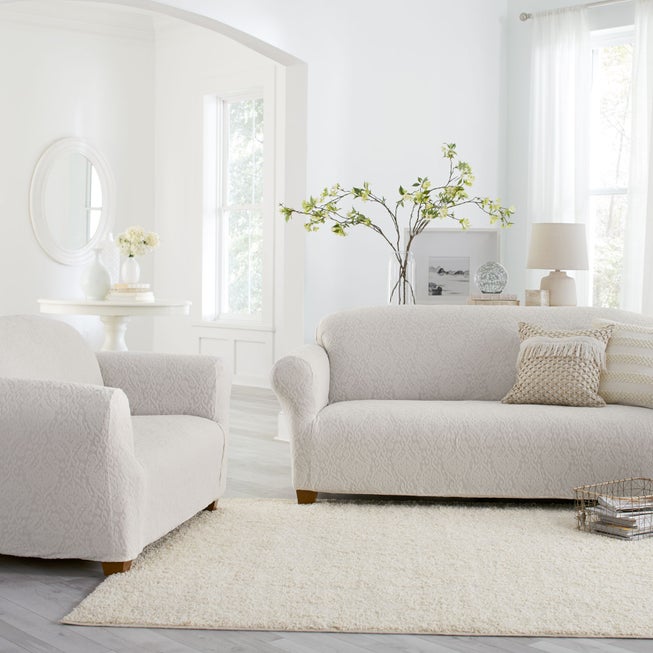 BH Studio Ikat Stretch Extra-Long Sofa Slipcover image number 1